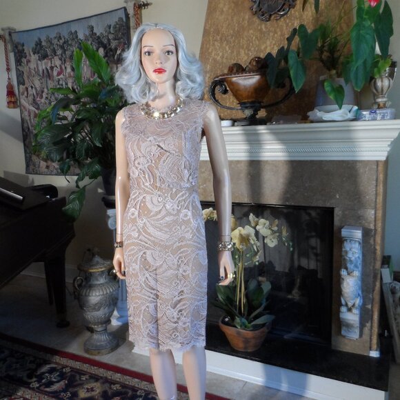 New Emilio Pucci Beige Lace Cocktail Sheath Dress Size US 6 - Picture 1 of 16